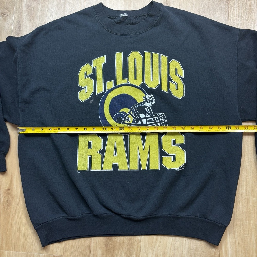Vintage St Louis Rams Sweatshirt 1995 Crewneck Black Helmet XL - Picture 8 of 11